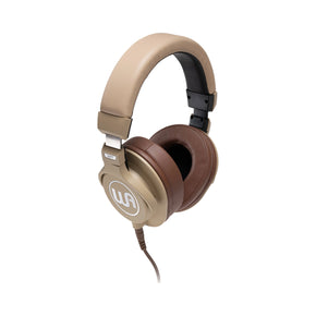 Front angle view of Warm Audio WA-HR HeadRoom Closed-back Professional Studio Headphones - Tan