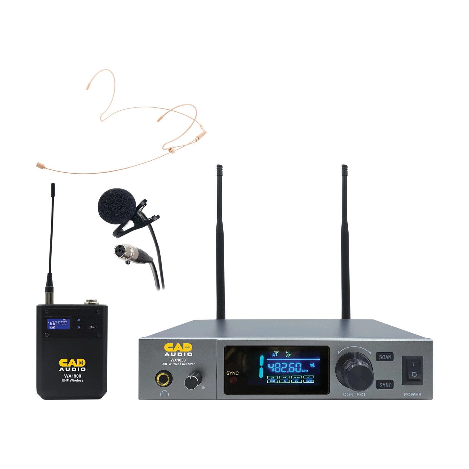 CAD Audio WX1800BP Wireless Microphone System with Lavalier, Headset & Guitar Cable front view