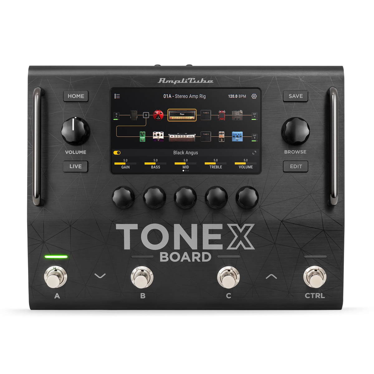 IK Multimedia Tonex Board Stereo Modeling And Multi-FX Guitar/Bass Pedal top panel view