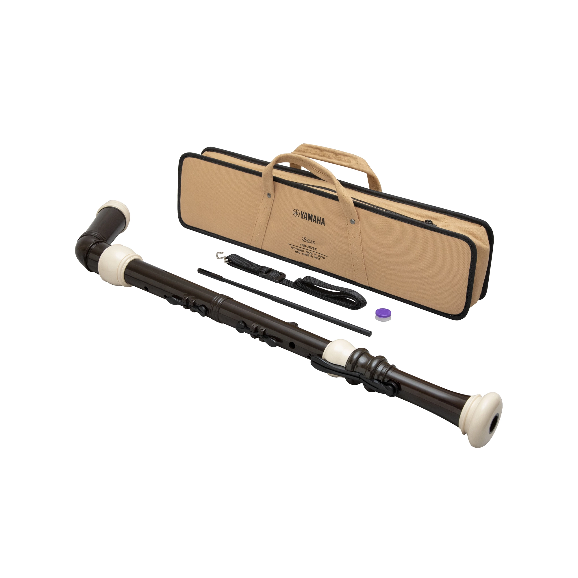 Yamaha YRB-302BII Bass Recorder carry on bag, strap and cleaning rod