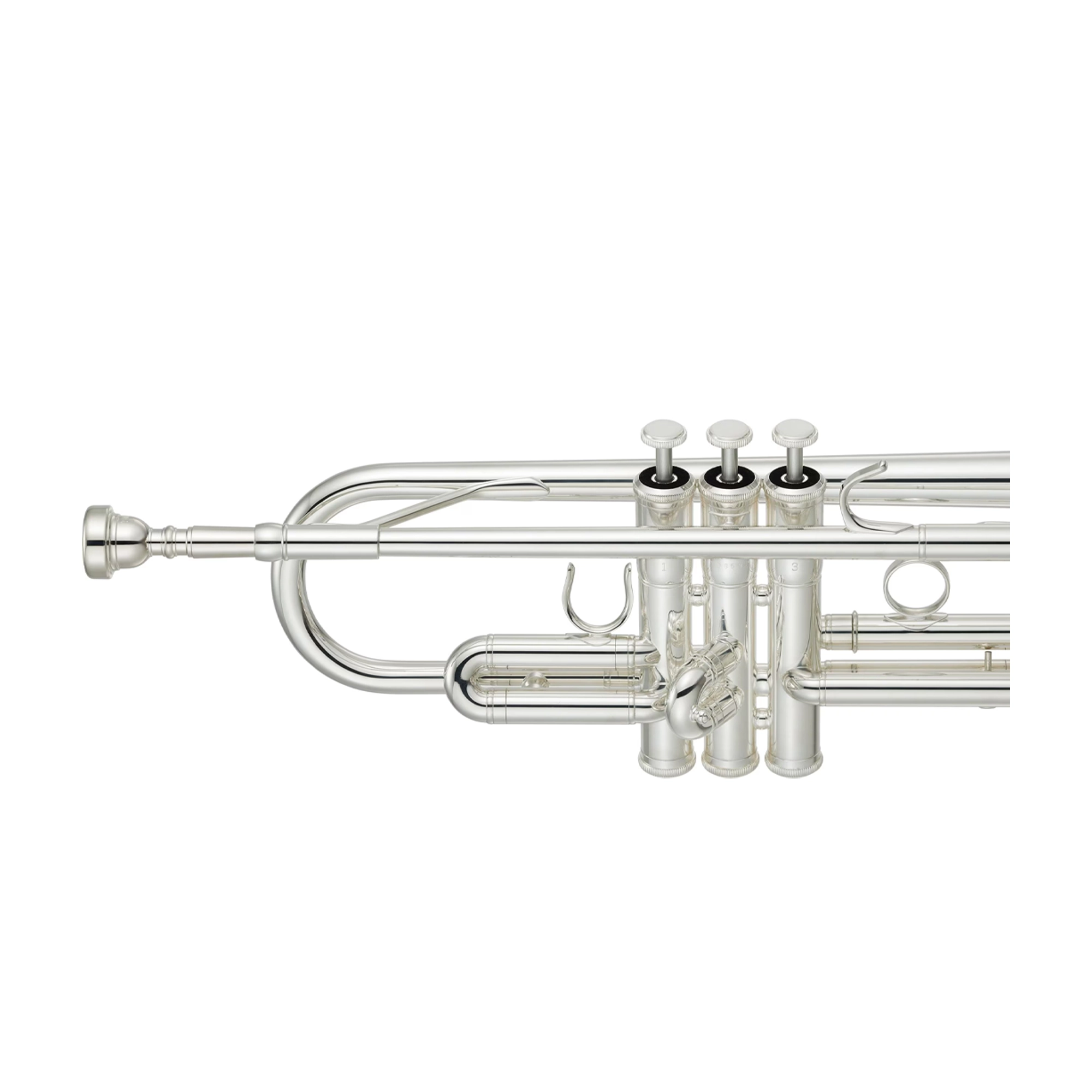 Yamaha YTR-4335GSII silver plated finish close up view of the trumpet