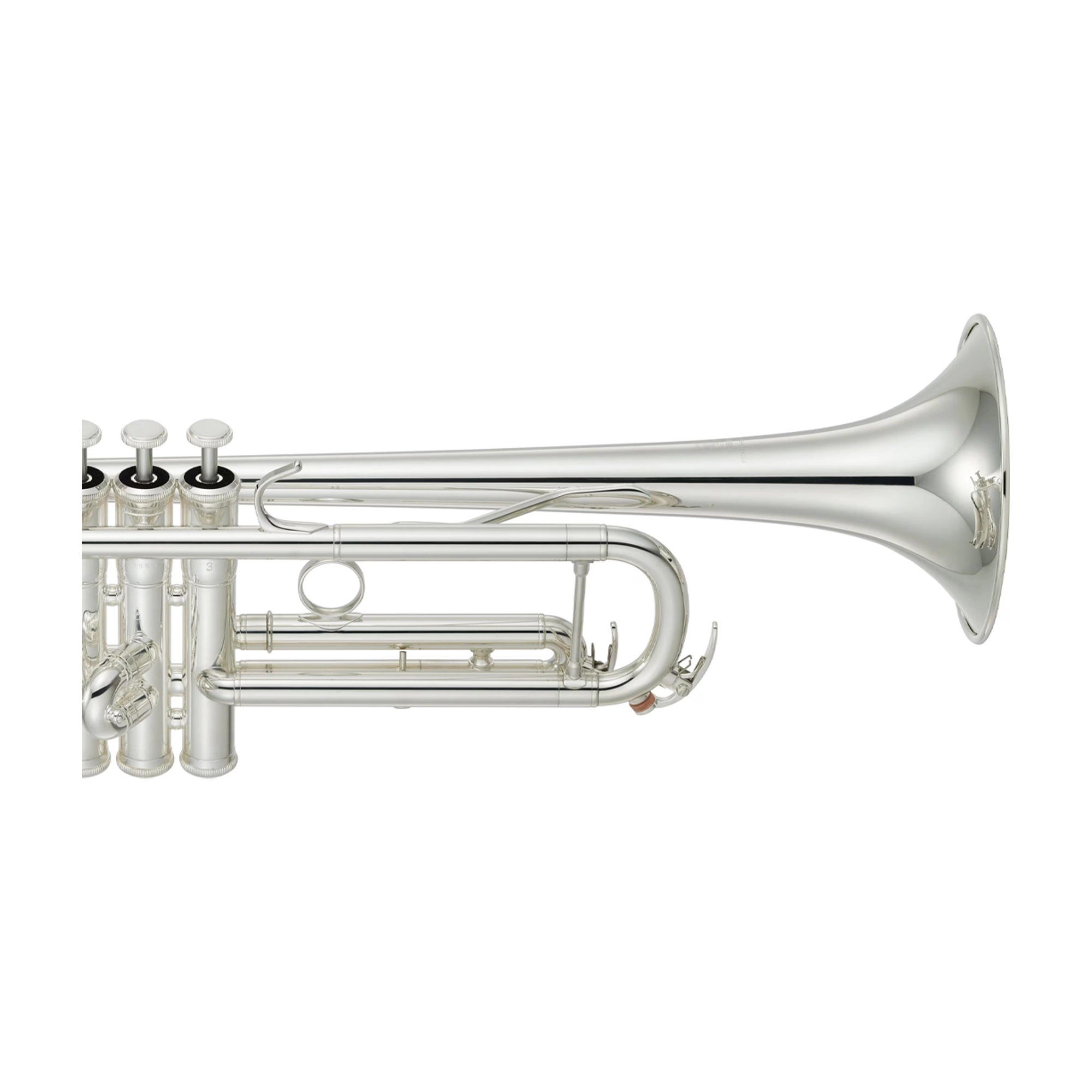 Yamaha YTR-4335GSII silver plated finish close up view of the trumpet