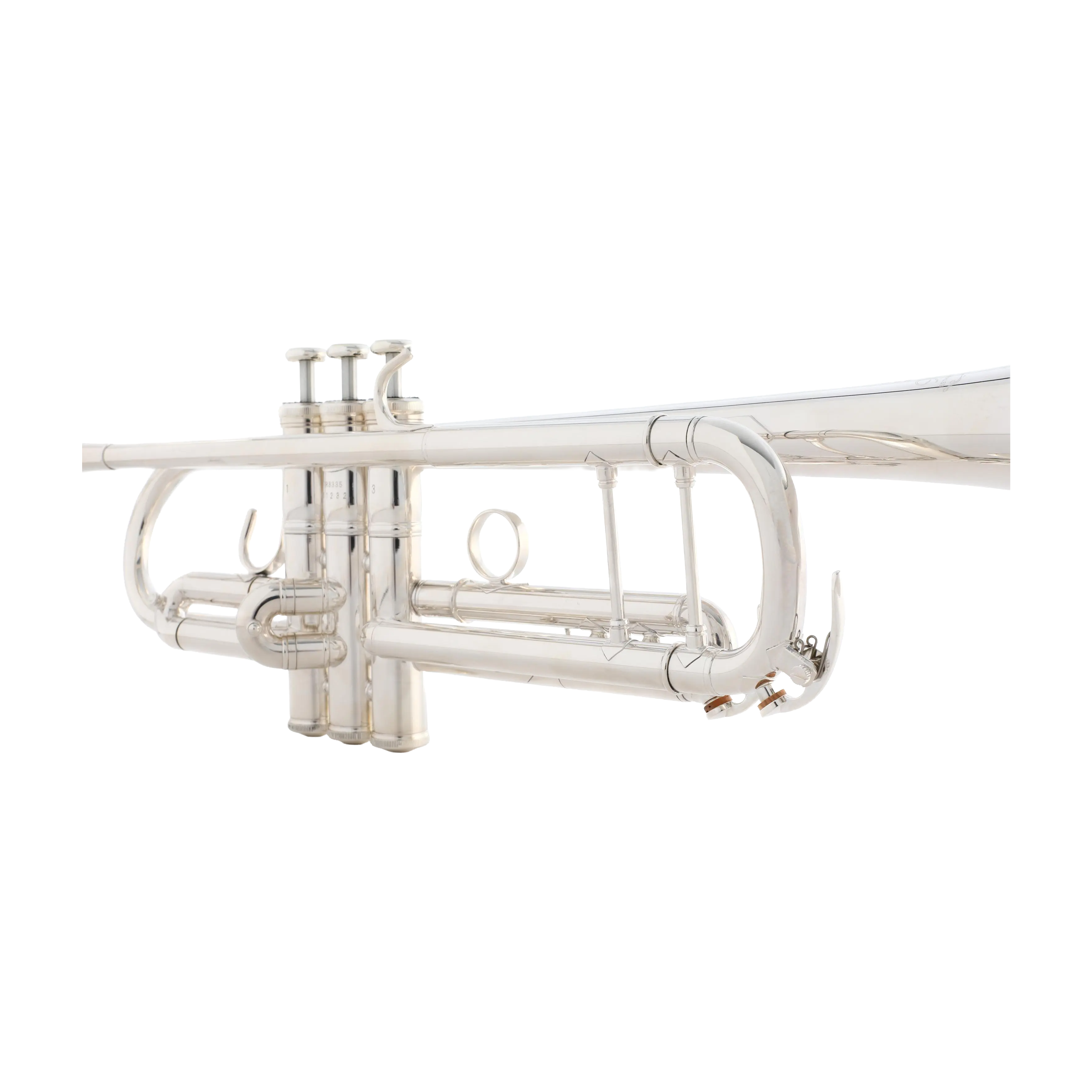 Yamaha YTR-8335IIS silver plated finish close up view of the trumpet