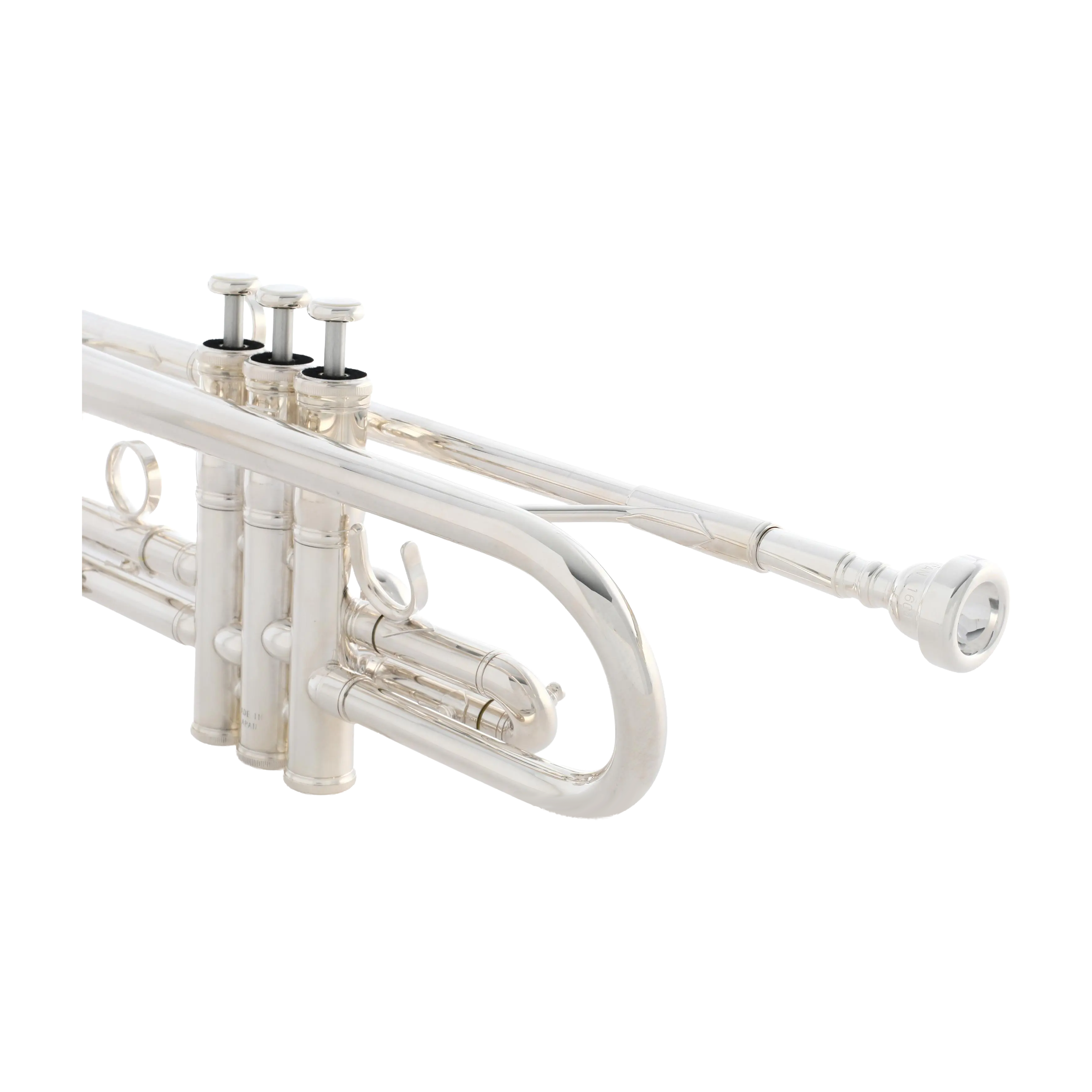 Yamaha YTR-8335IIS silver plated finish close up view of the trumpet