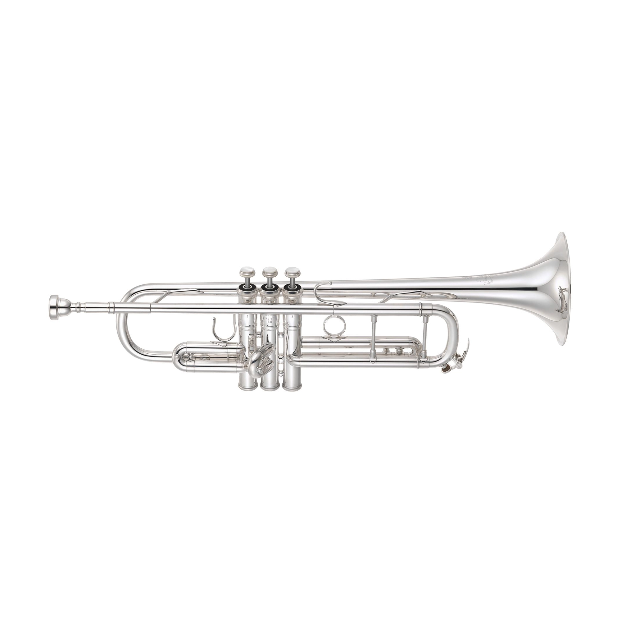 Yamaha YTR-9335CHS-BR silver plated finish full view of the trumpet