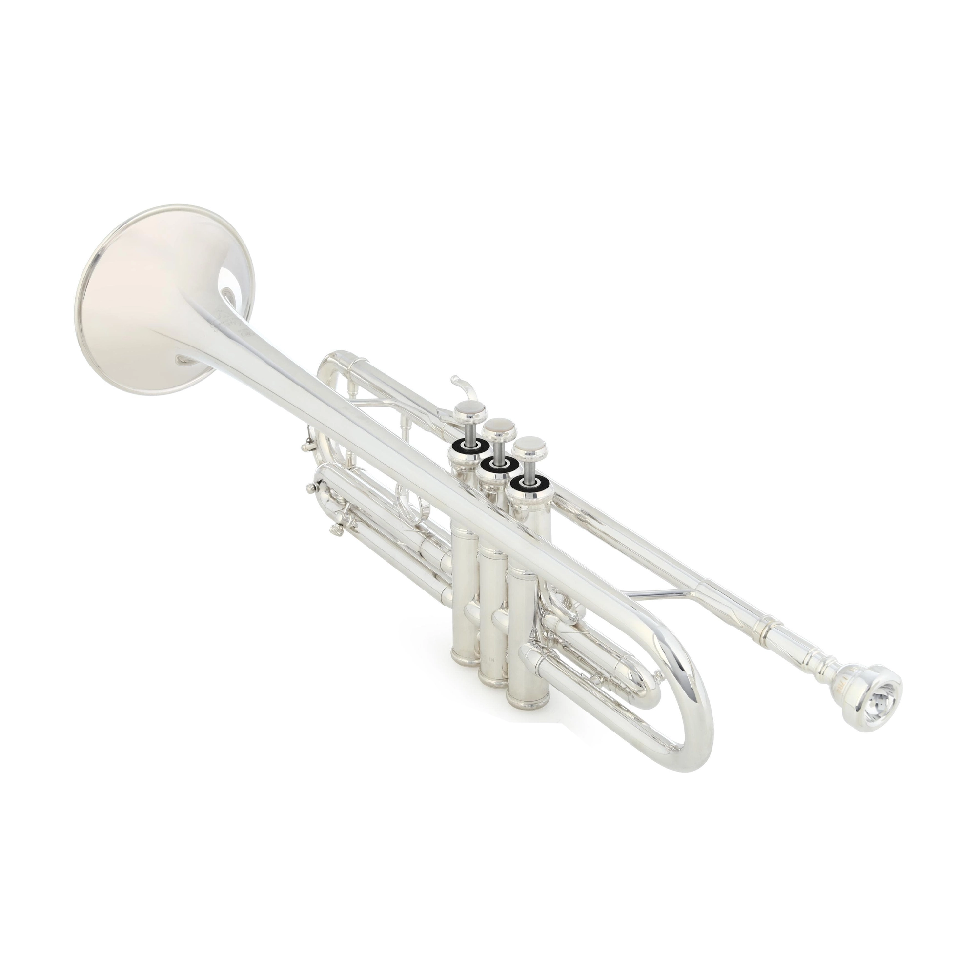 Yamaha YTR-9335CHS-BR silver plated finish top view of the trumpet