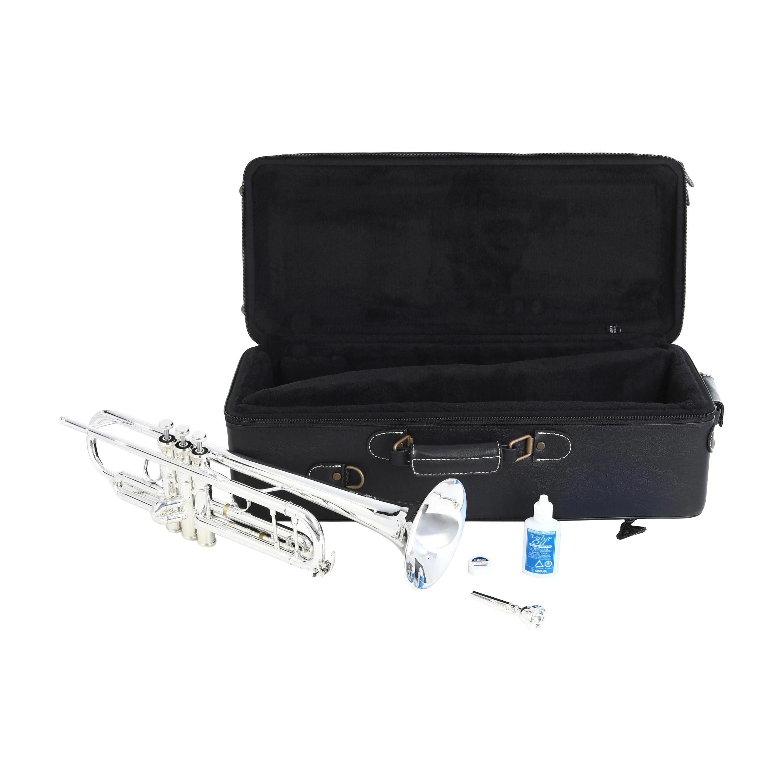 Yamaha YTR-9335NYS-BR full view of the open case with trumpet and accessories