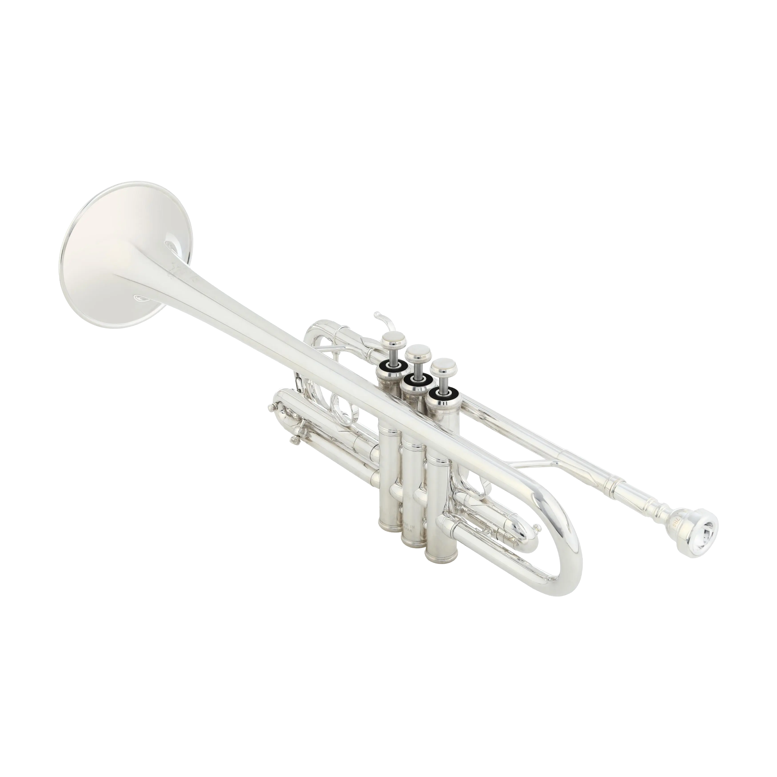 Yamaha YTR-9445CHS-BR silver plated finish top view of the trumpet