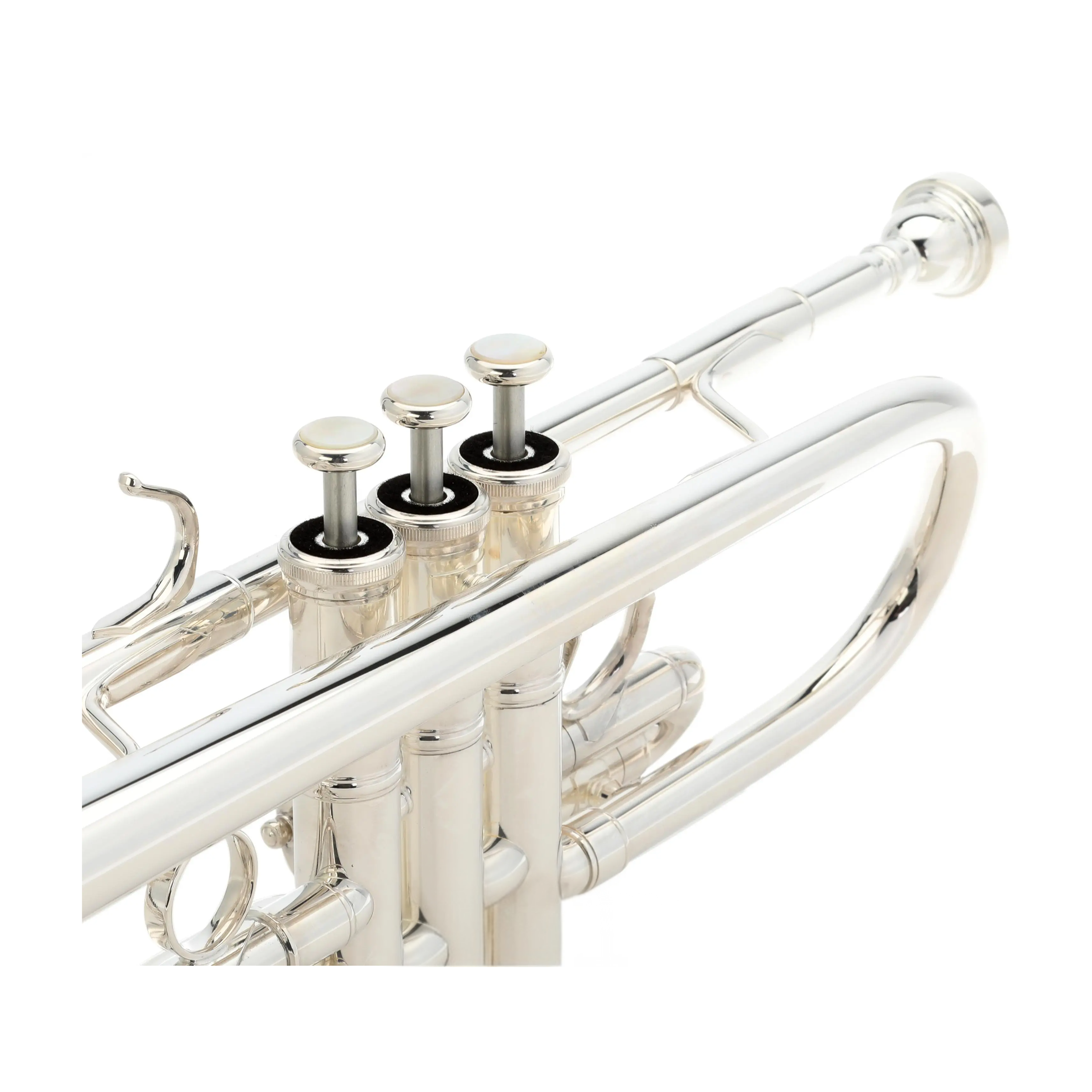 Yamaha YTR8445S silver plated finish side view of the trumpet
