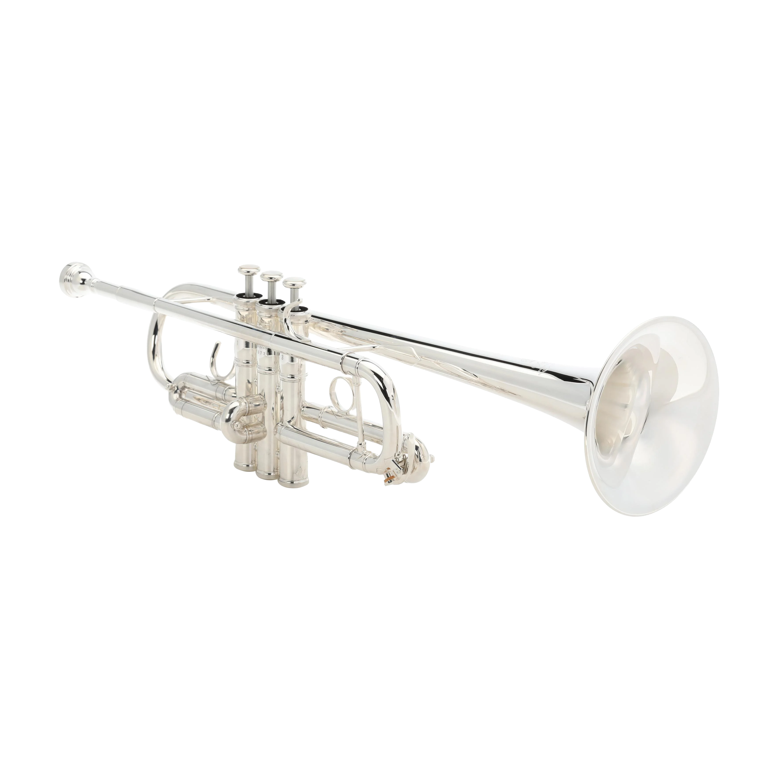 Yamaha YTR8445S silver plated finish side view of the trumpet