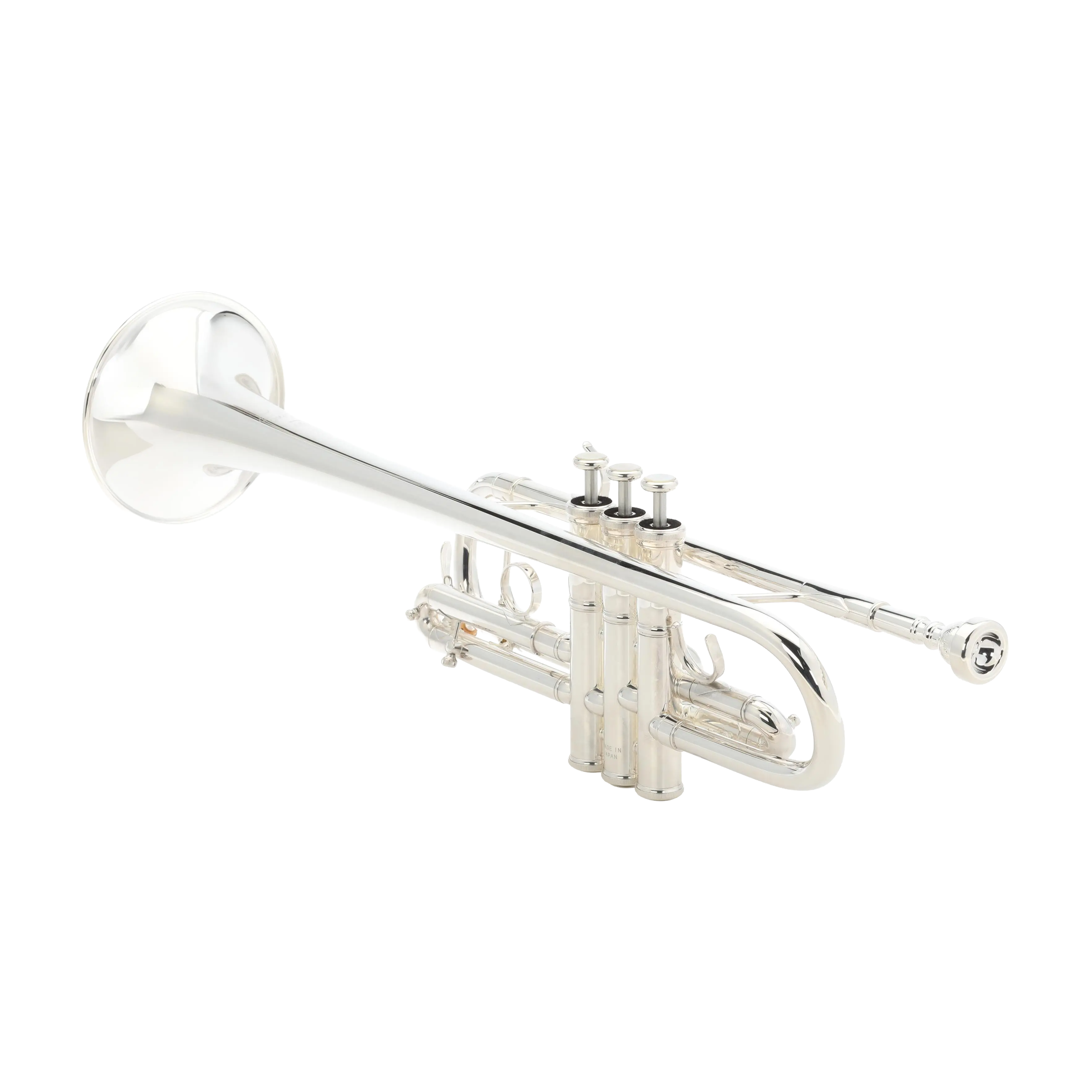 Yamaha YTR8445S silver plated finish side view of the trumpet