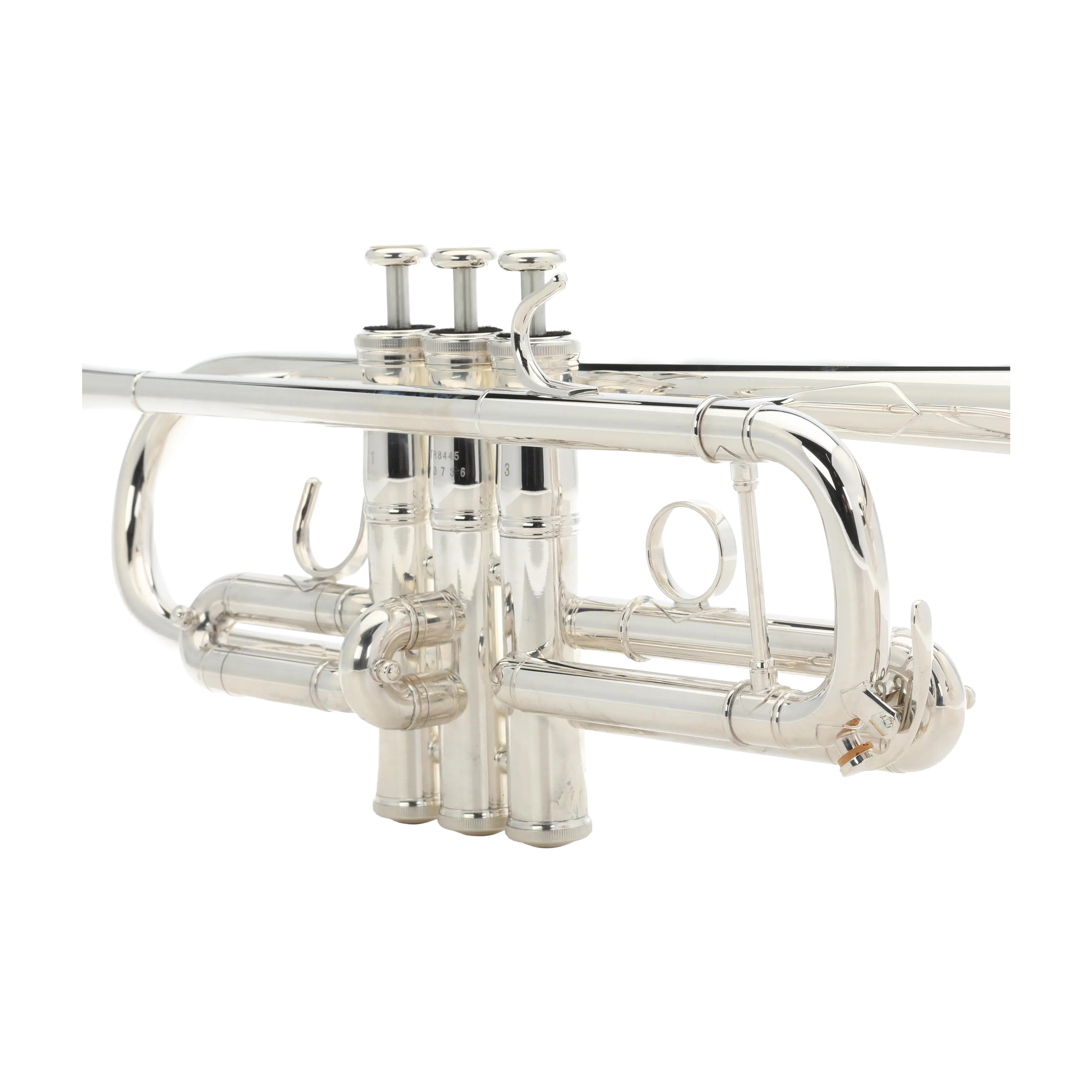 Yamaha YTR8445S silver plated finish close up view of the trumpet