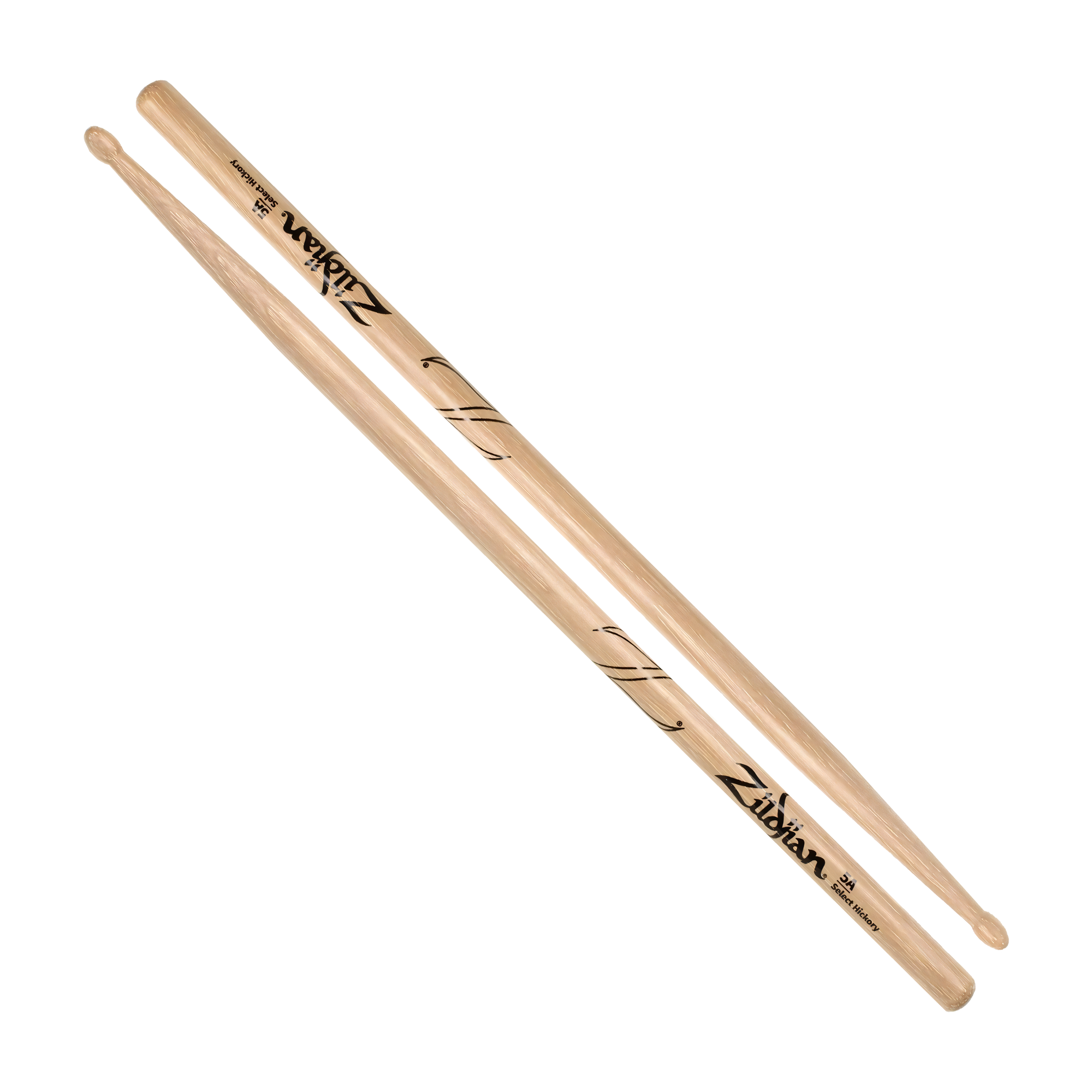 Full view of Zildjian Z5A 5A Natural Hickory Drumsticks