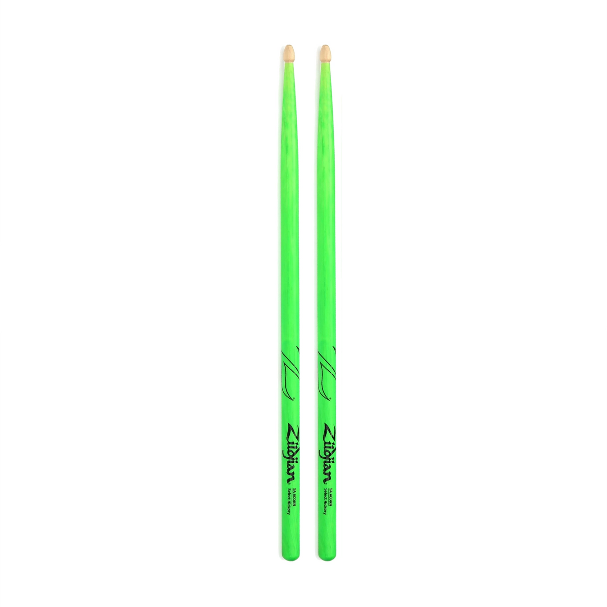 Zildjian Z5AACDGG Palillos 5A Acorn Madera Verde Neón, Par