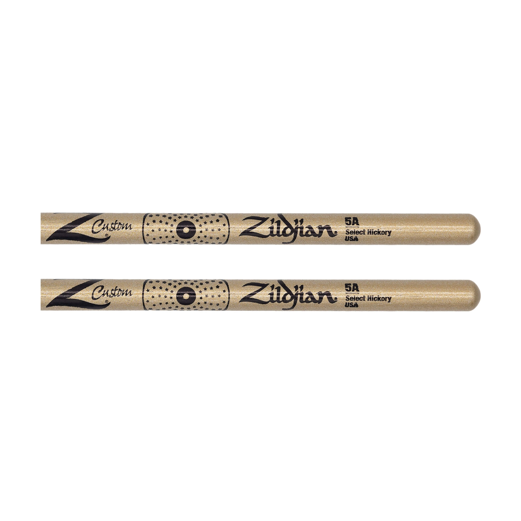 Close-up view of Zildjian Z5ACGN-ZC Z Custom Limited-Edition Gold Chroma Drumsticks - 5AN