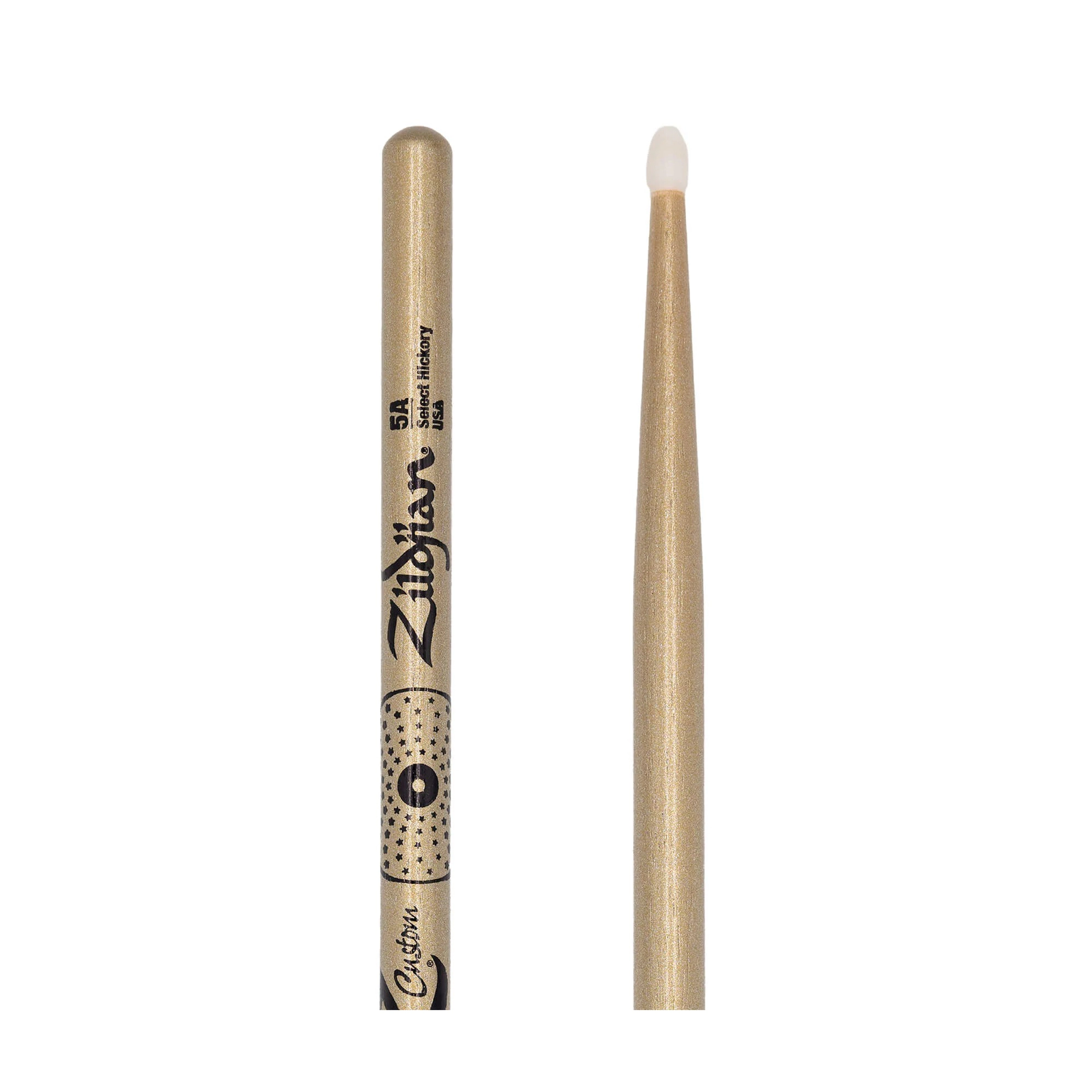 Close-up view of Zildjian Z5ACGN-ZC Z Custom Limited-Edition Gold Chroma Drumsticks - 5AN