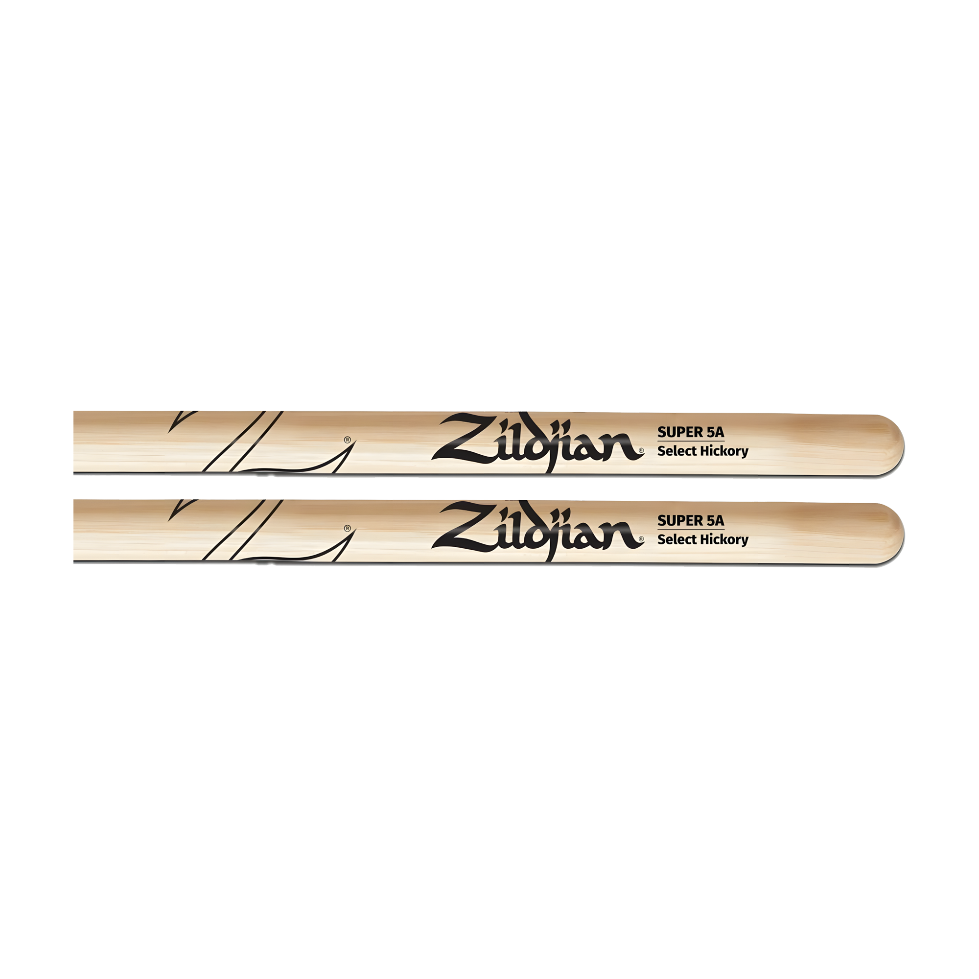 Close-up view of Zildjian ZS5A Natural Hickory Drumsticks - Super 5A