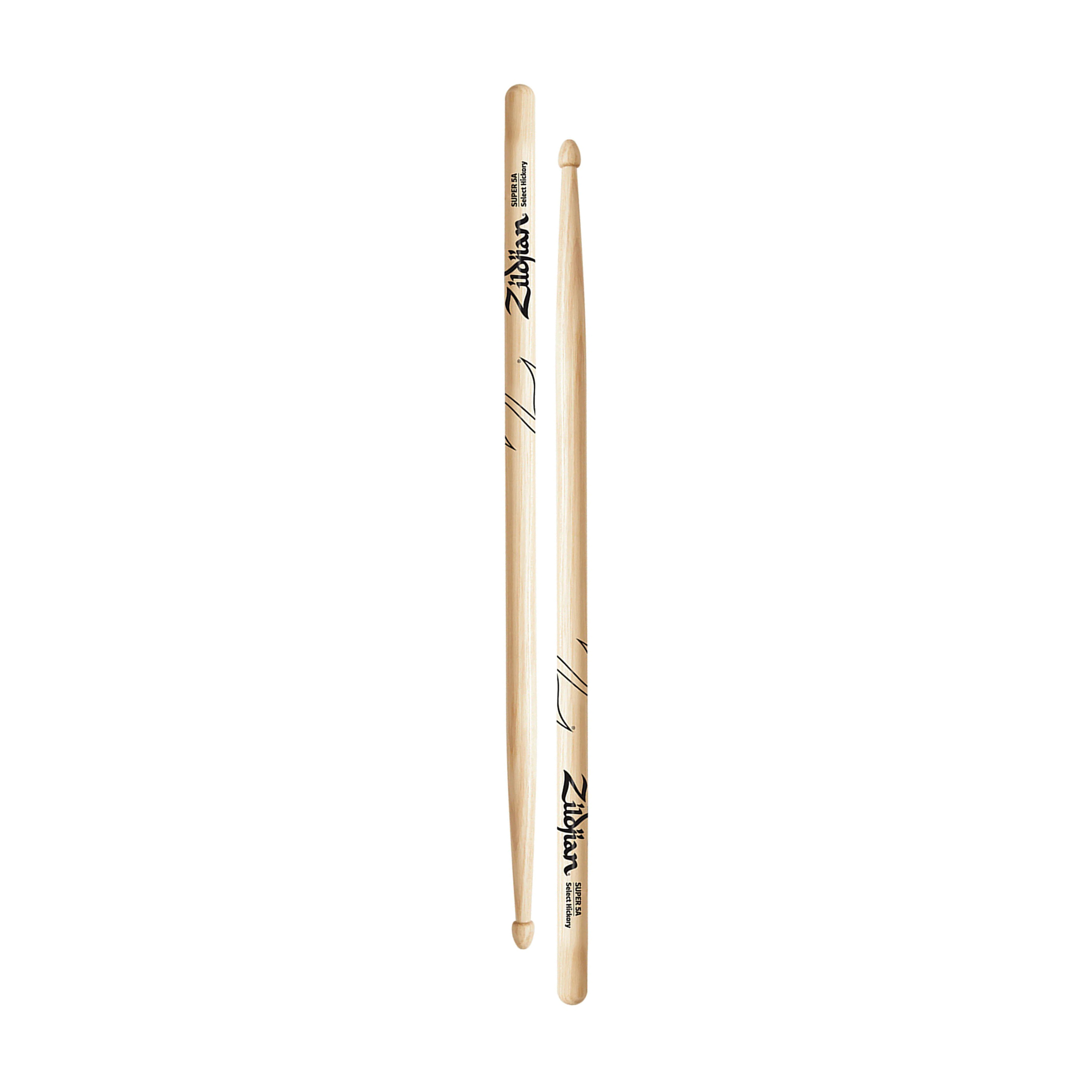 Full view of Zildjian ZS5A Natural Hickory Drumsticks - Super 5A