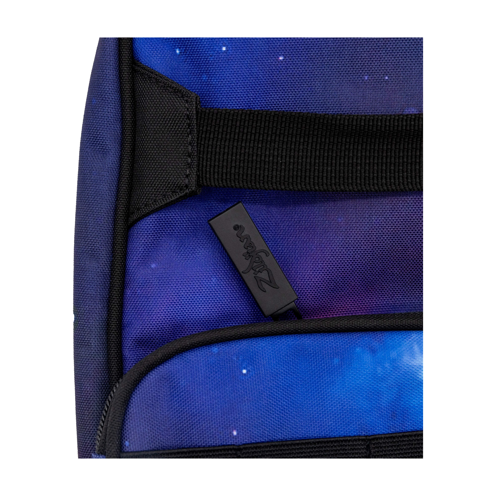 Close-up view of Zildjian ZXBP00302 Student Backpack And Stick Bag  - Purple Galaxy