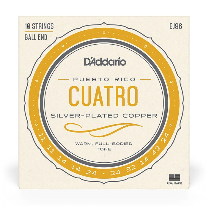 D'Addario Silver Plated Copper Puerto Rican Cuatro Strings 10 String Set