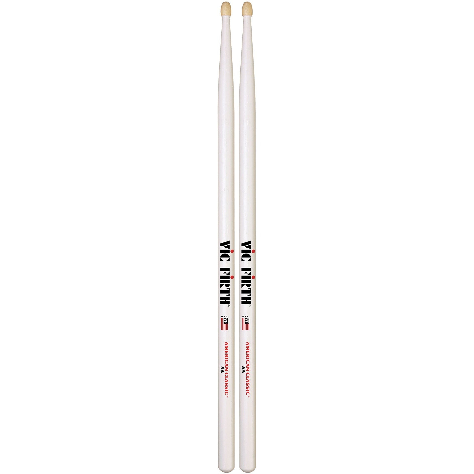 Vic Firth American Classic Drumsticks - 5A - Wood Tip - White