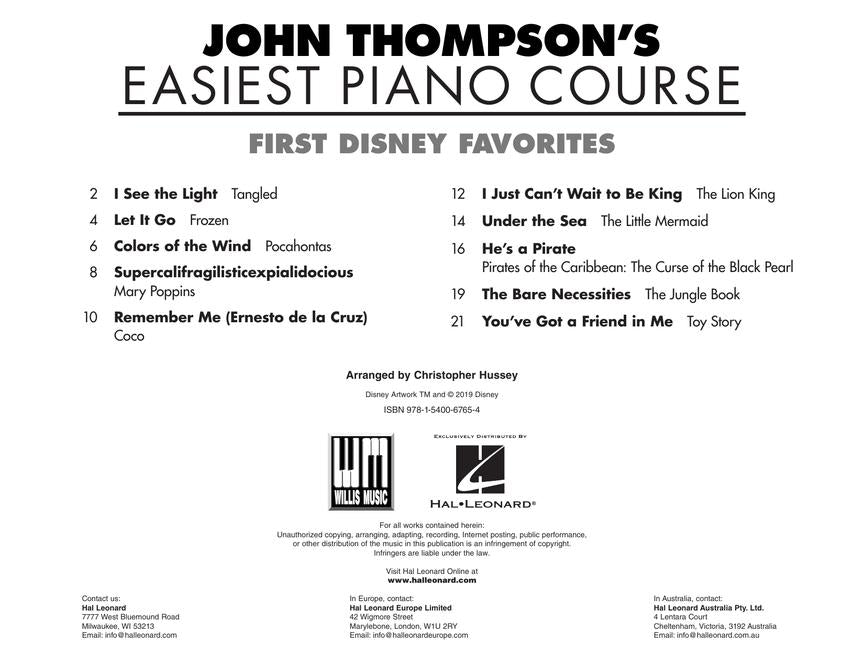 John Thompson's Easiest Piano Course First Disney Favorites