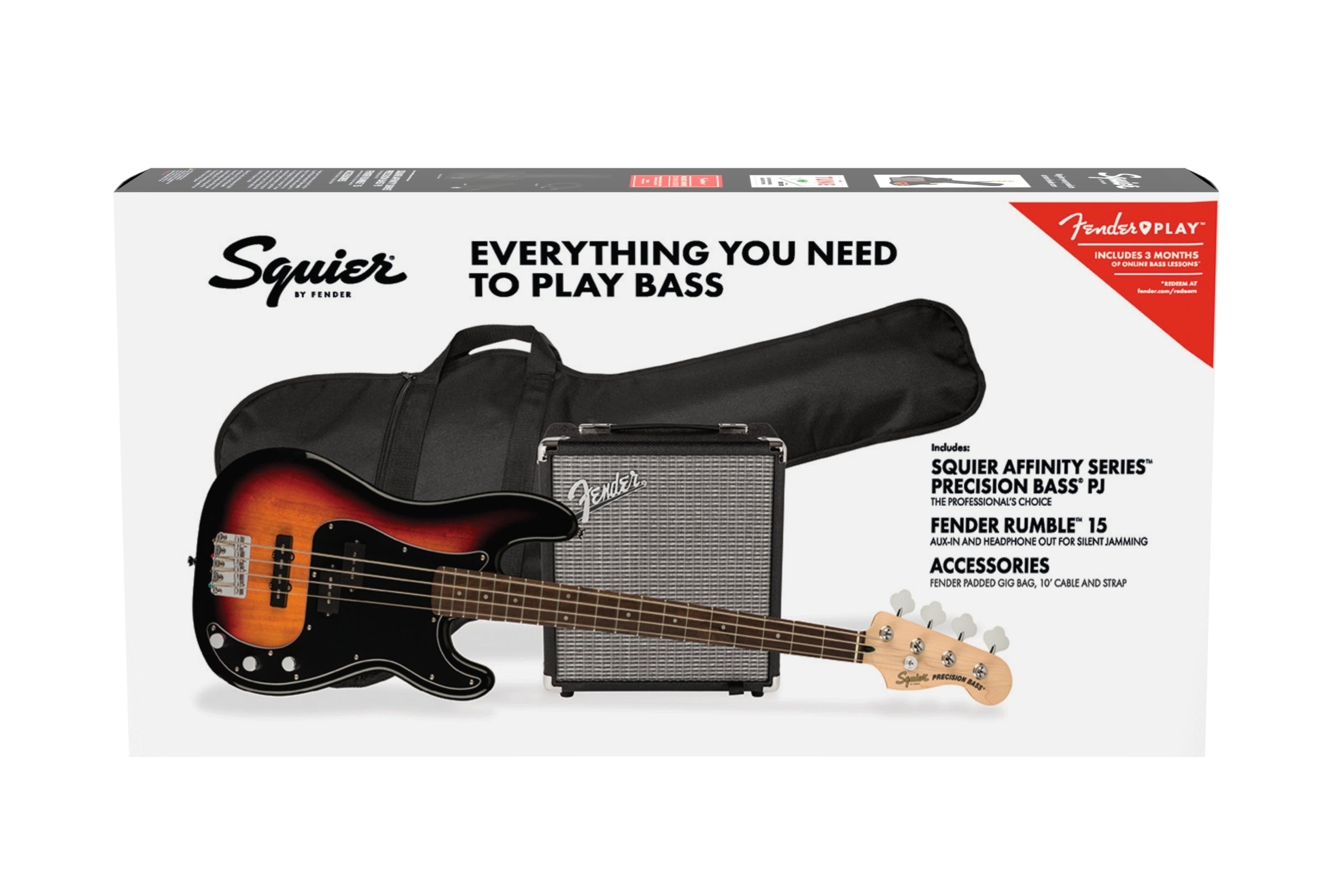 Squier Affinity Series Precision Bass PJ Pack  - 3-Color Sunburst