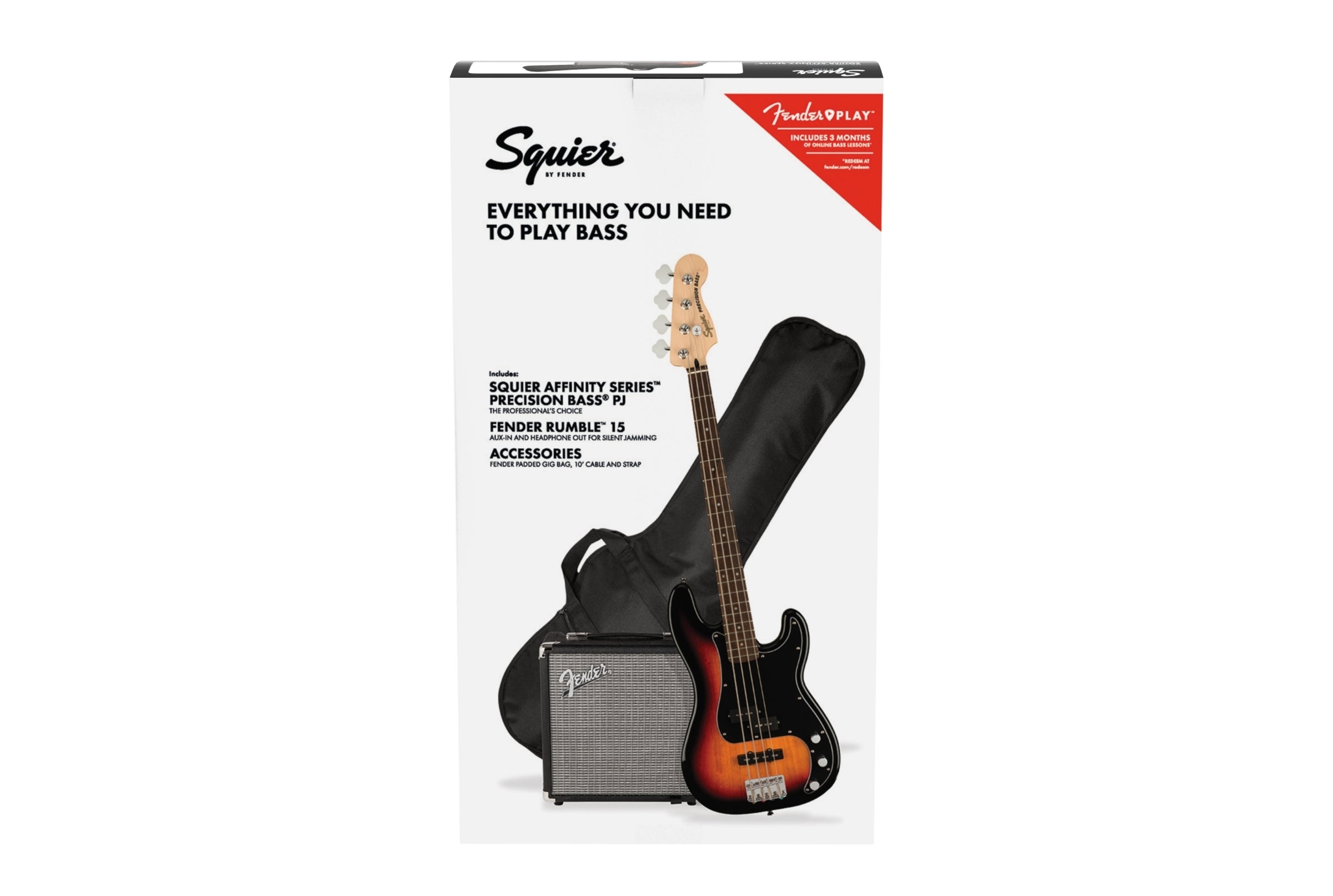 Squier Affinity Series Precision Bass PJ Pack  - 3-Color Sunburst