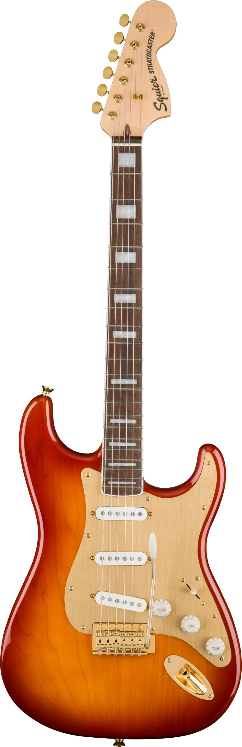 Squier 40th Anniversary Gold Edition Stratocaster Electric Guitar - Sienna Sunburst