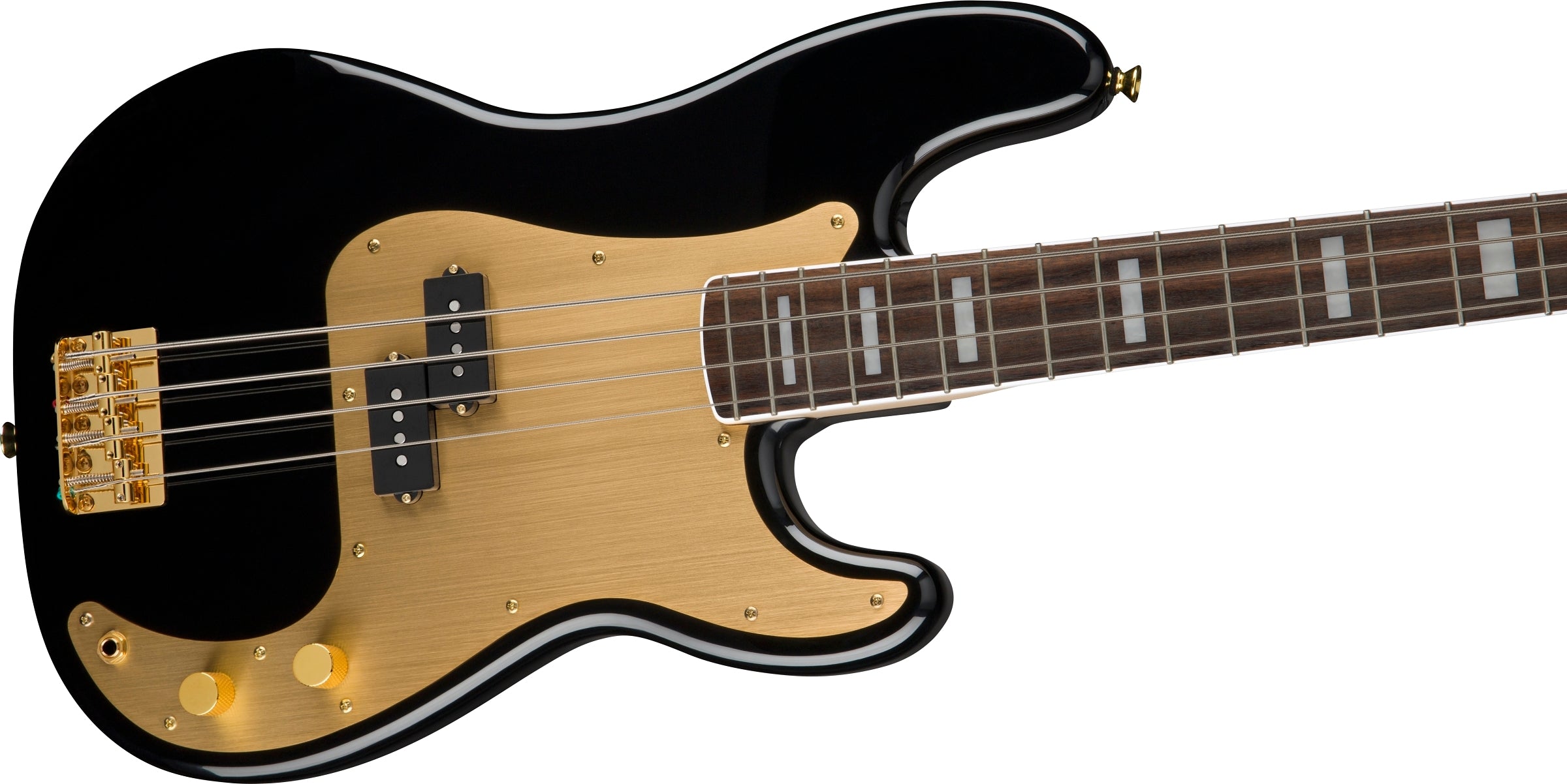 Squier 40th Anniversary Gold Edition Precision Electric Bass Guitar - Black