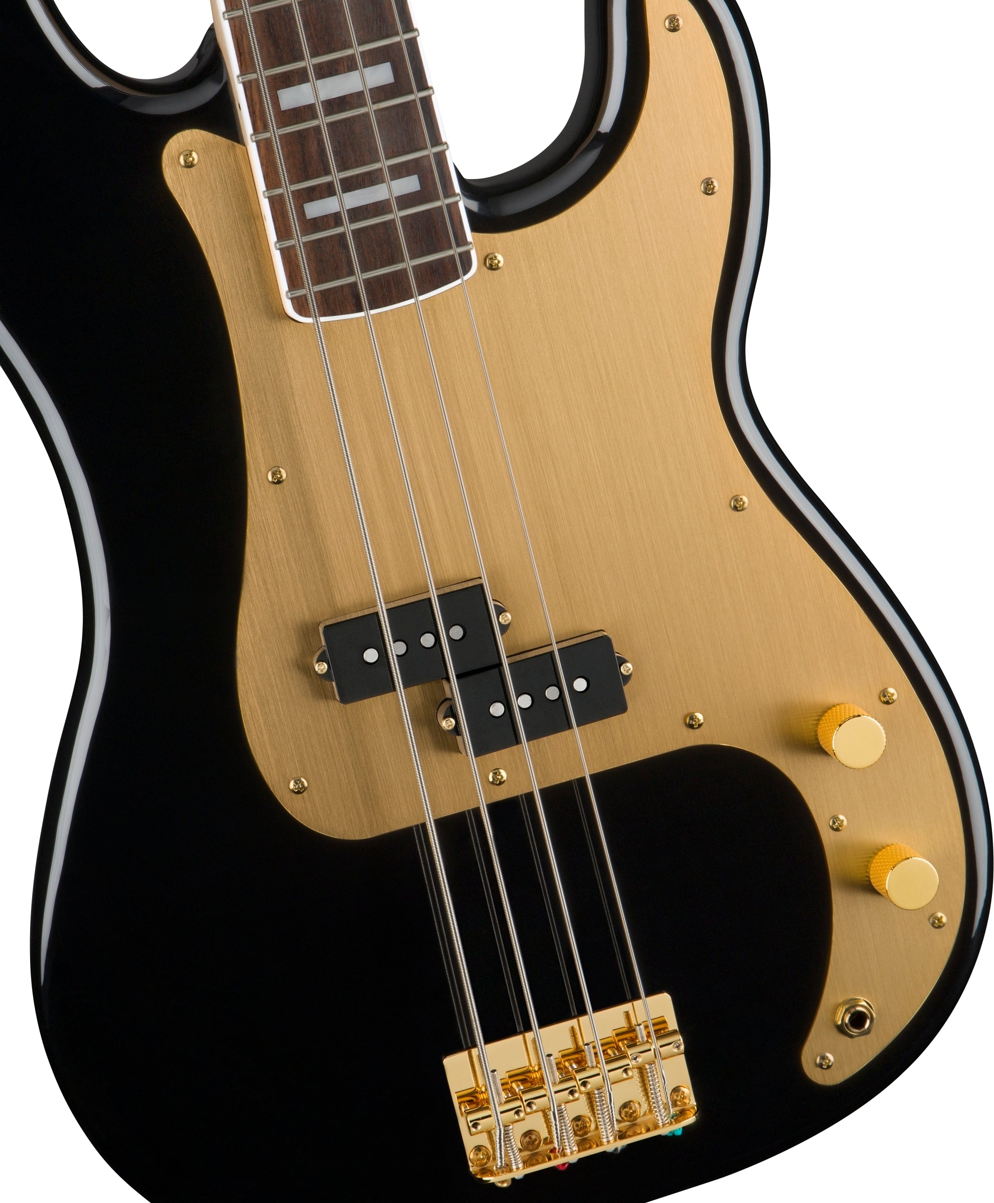 Squier 40th Anniversary Gold Edition Precision Electric Bass Guitar - Black