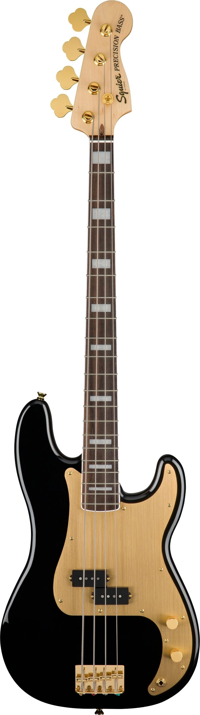 Squier 40th Anniversary Gold Edition Precision Electric Bass Guitar - Black