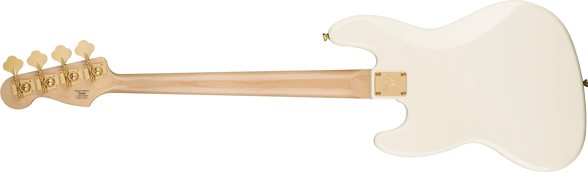 Squier 40th Anniversary Gold Edition Jazz Electric Bass Guitar - Olympic White