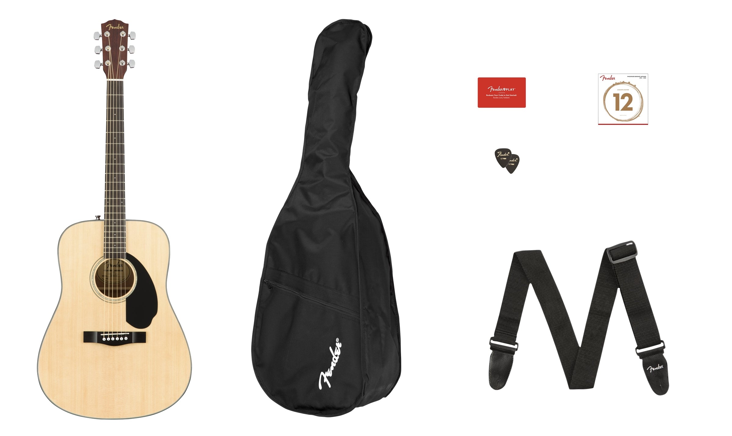 Fender CD-60S Dreadnought V2 Acoustic Guitar Pack Natural