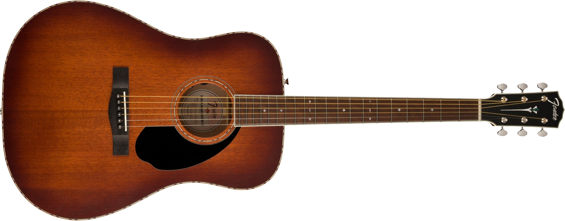 Fender PD-220E All Mahogany Dreadnought Acoustic-Electric Guitar - Aged Cognac Burst