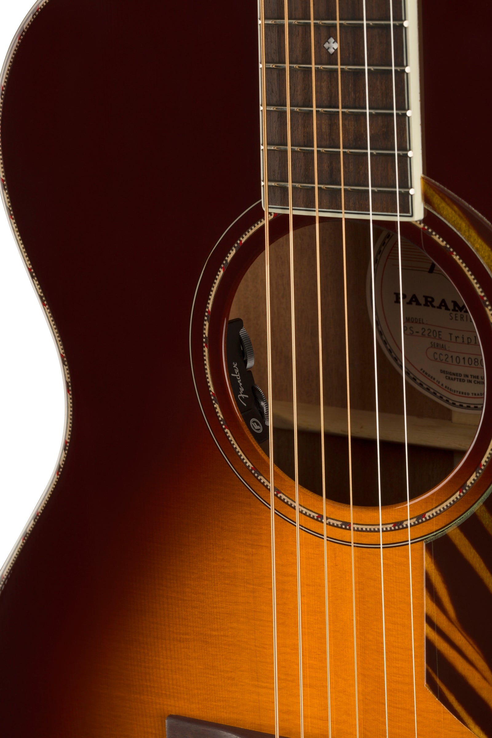 Fender Paramount PO-220E Orchestra Acoustic-Electric Guitar - 3-Color Vintage Sunburst