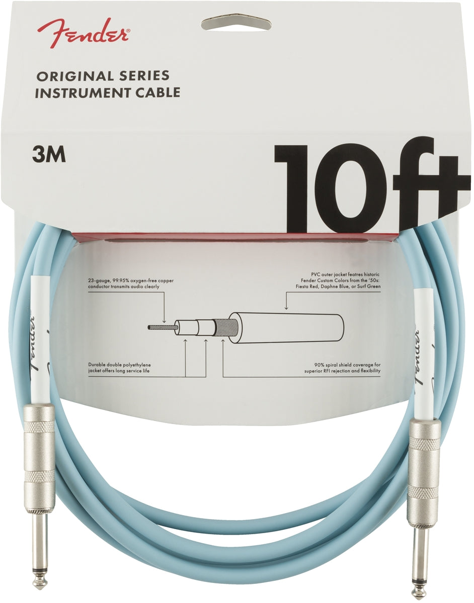 Fender Original Series Straight to Straight Instrument Cable 10ft - Daphne Blue