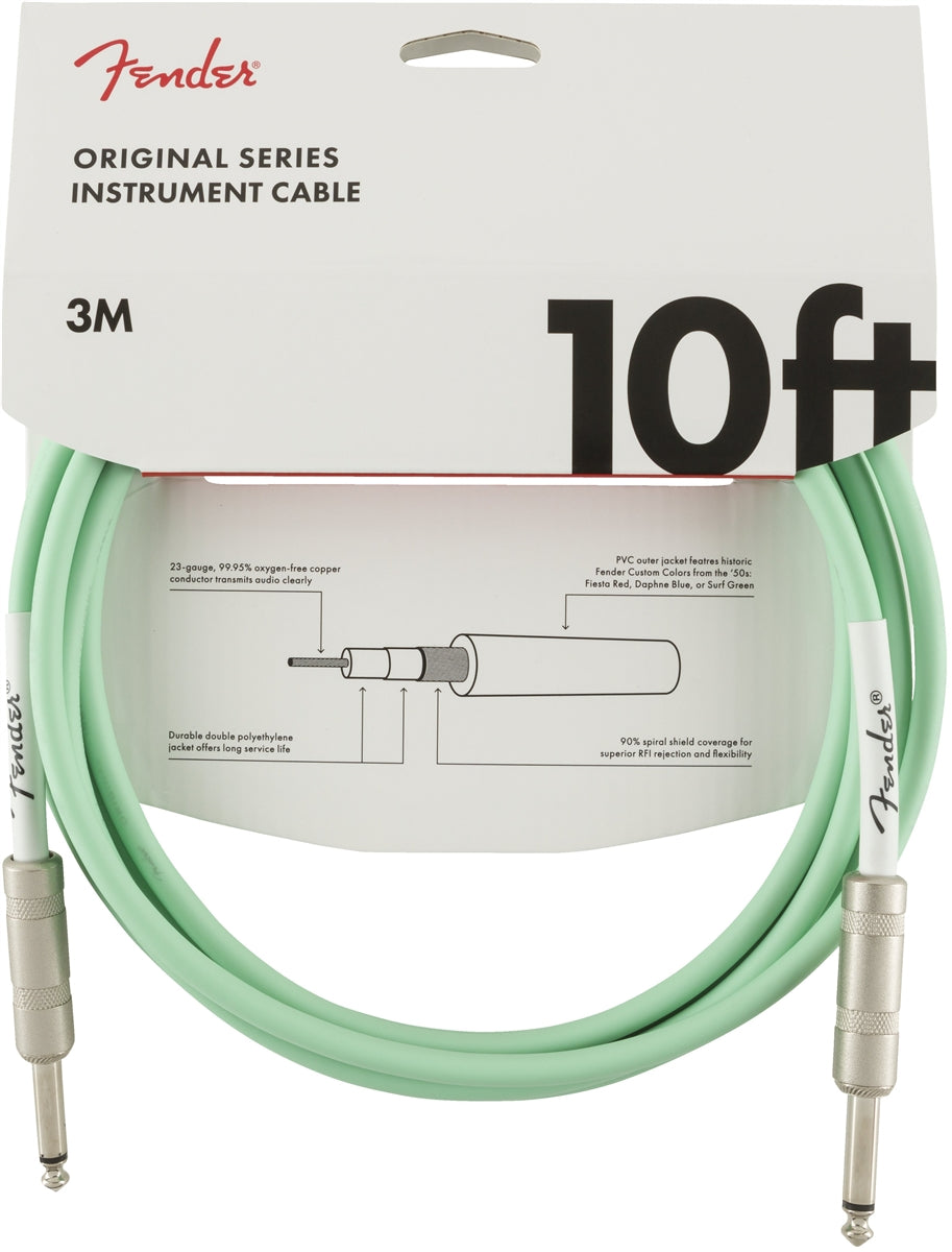 Fender Original Series Straight to Straight Instrument Cable 10ft - Surf Green