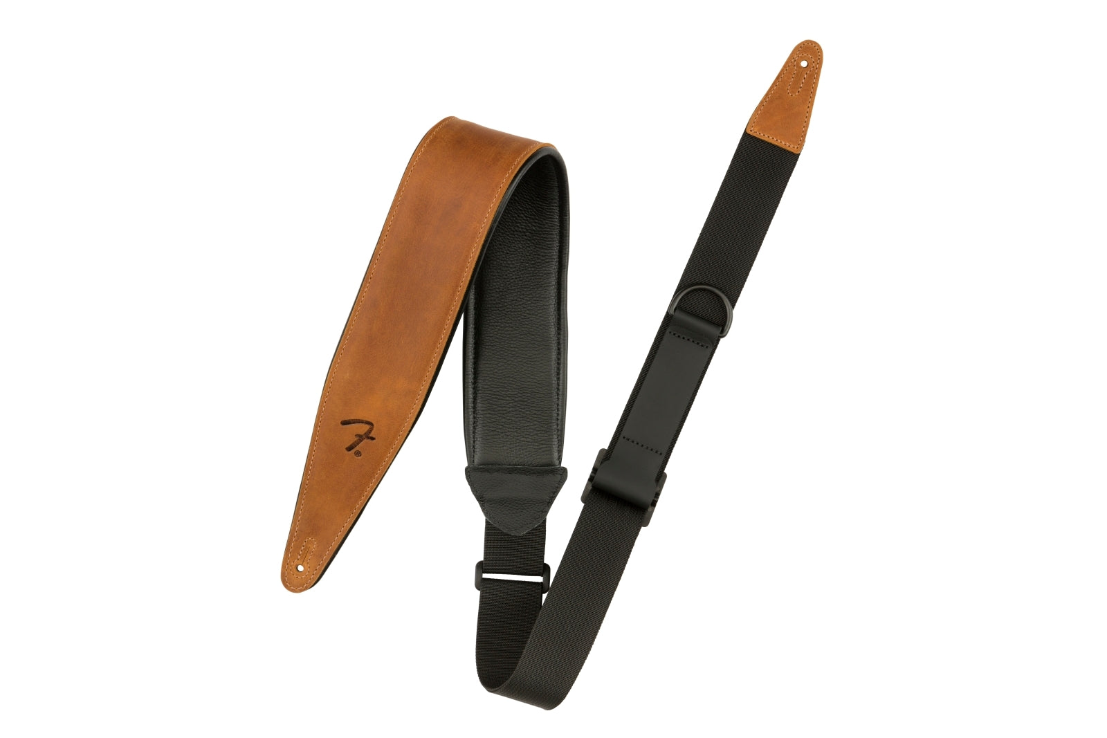 Fender Right Height 2.5" Leather Guitar Strap - Cognac