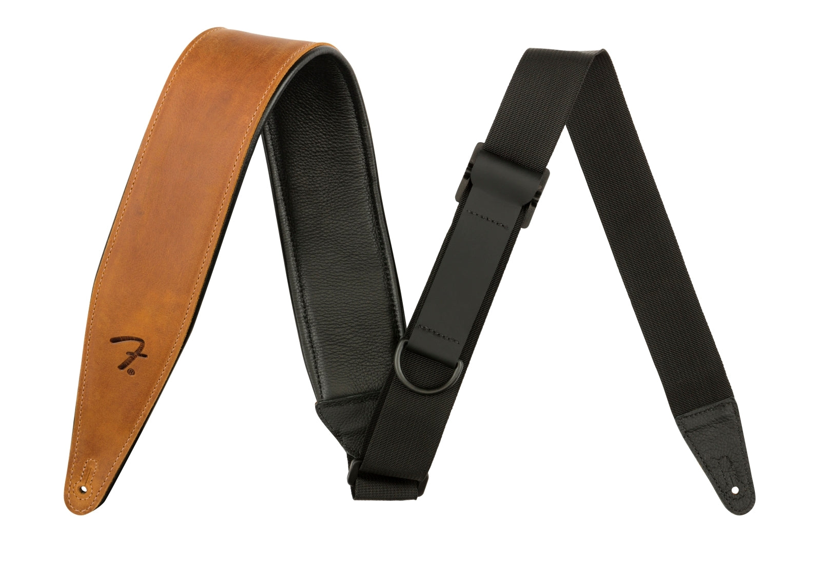 Fender Right Height 2.5" Leather Guitar Strap - Cognac