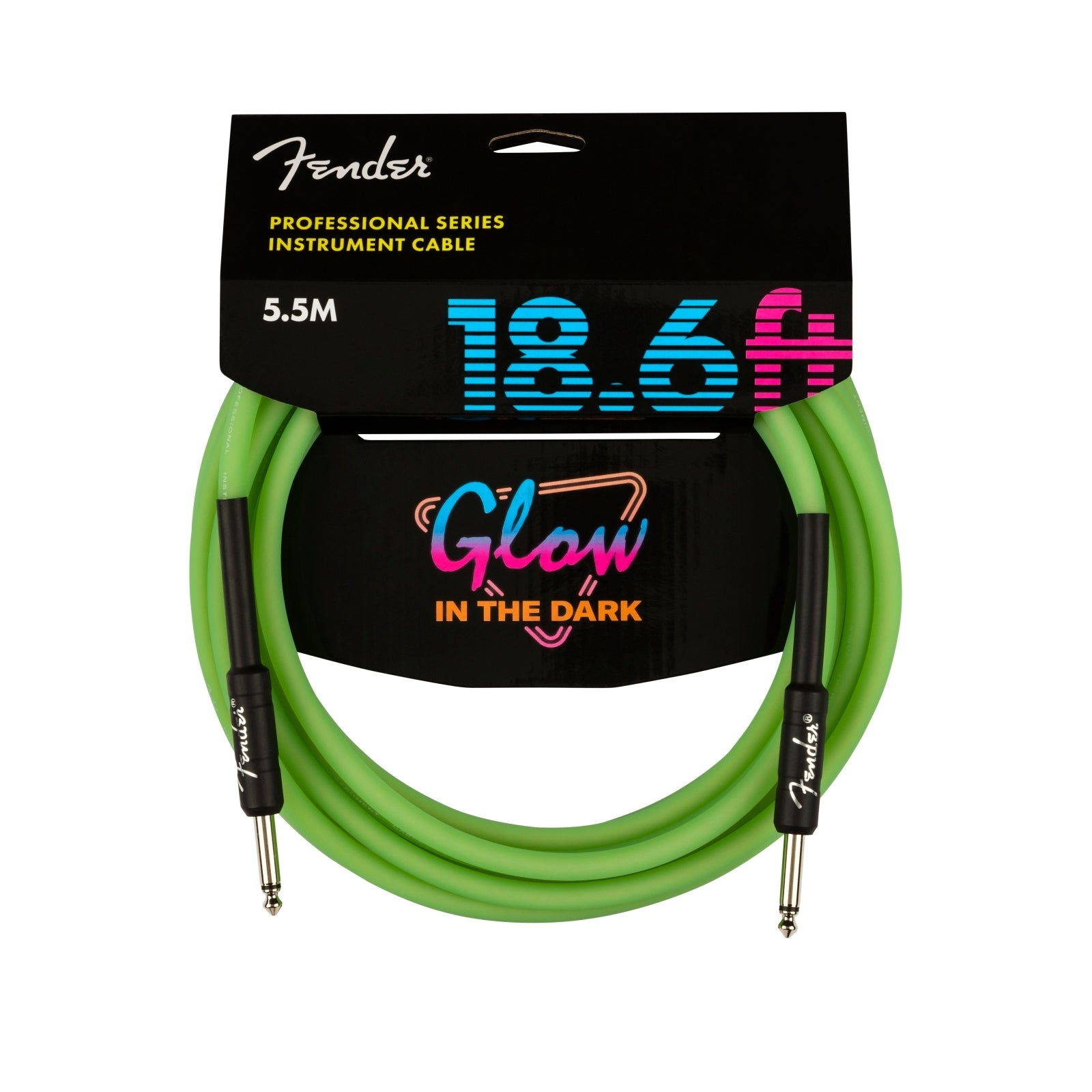 Fender Professional Series 18.6' Instrument Cable Glow In The Dark - Green