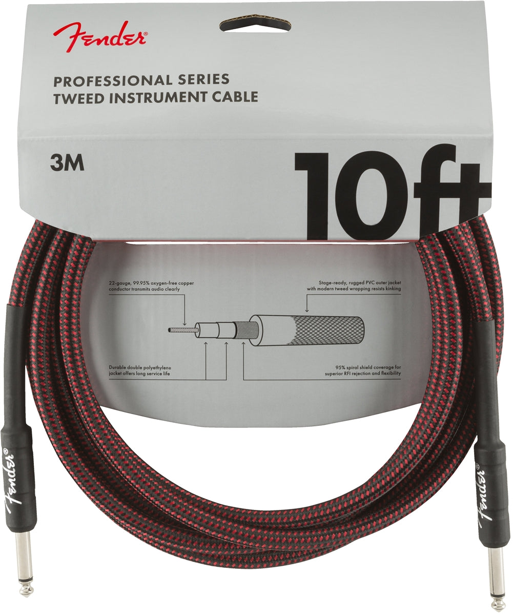 Fender Professional Series 10' Instrument Cable - Red Tweed