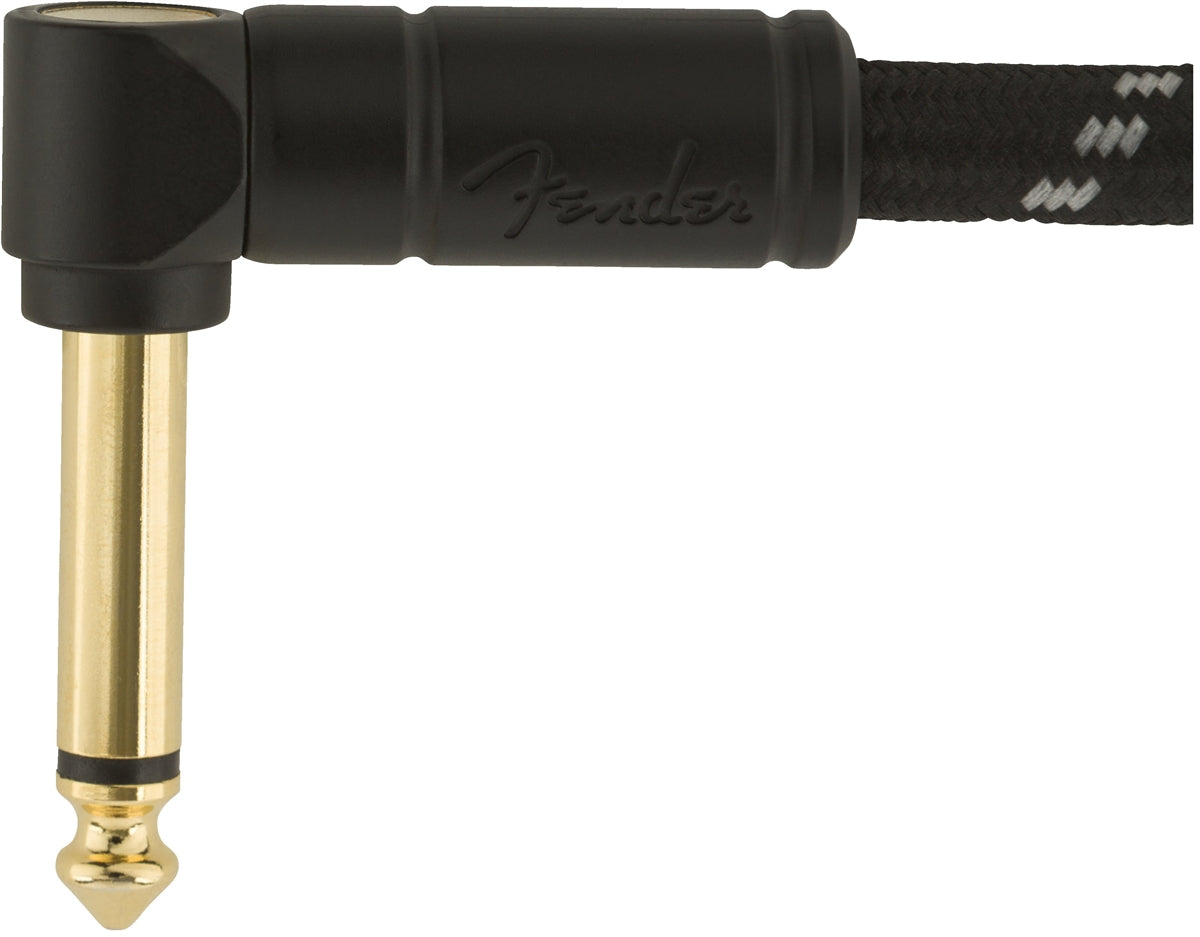 Fender Deluxe Series Straight - Right Angle Instrument Cable 10ft - Black Tweed