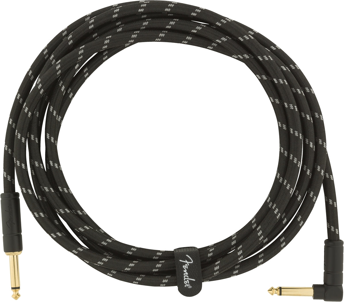 Fender Deluxe Series Straight - Right Angle Instrument Cable 10ft - Black Tweed