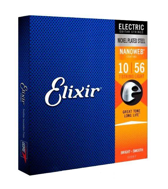 Elixir Strings 12057 Nanoweb Electric Guitar Strings -.010-.056 7-string Light