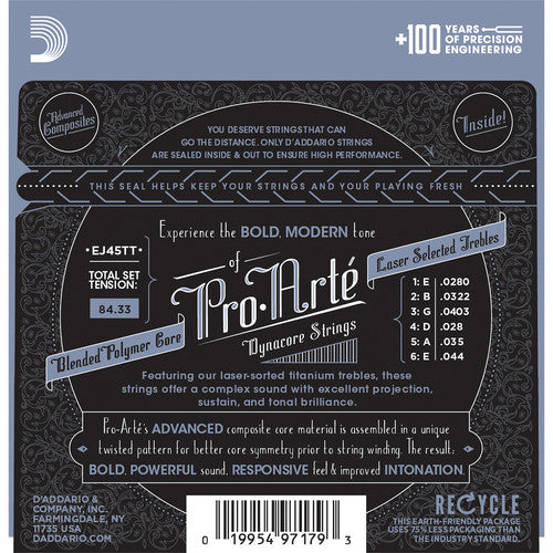D'Addario Normal Tension Pro-Arte Dynacore Titanium Trebles Classical Guitar Strings