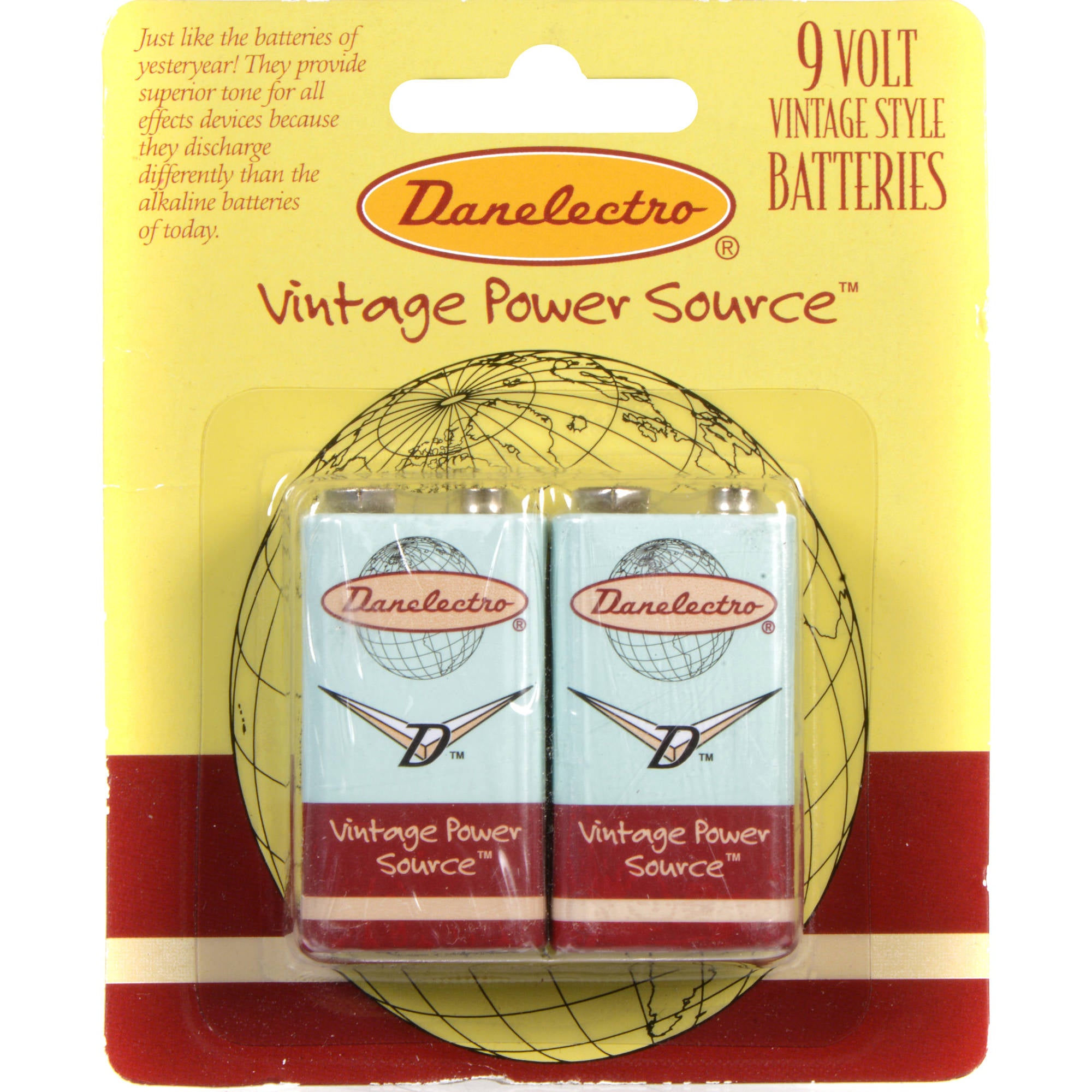 DANELECTRO 9V Batteries for Effect Pedals (2-Pack)