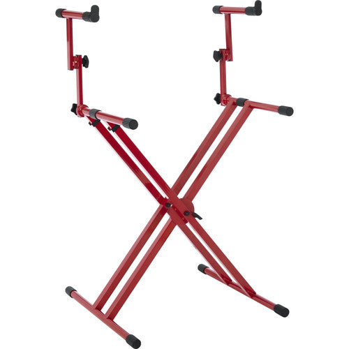 Gator Cases Frameworks Deluxe 2-Tier X-Style Keyboard Stand (Red)