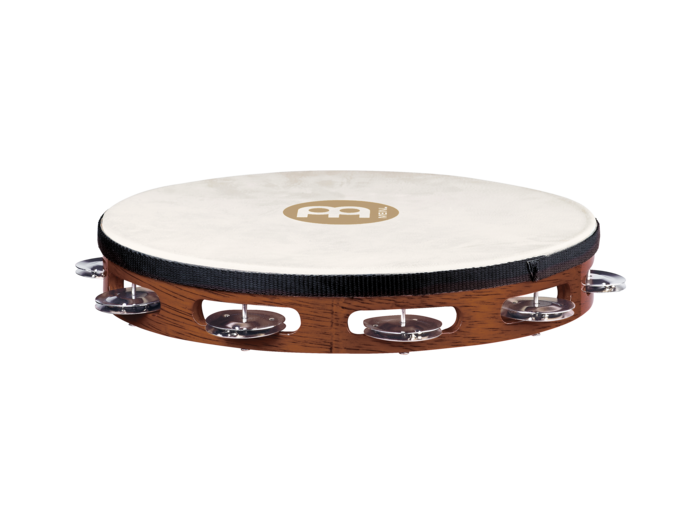 Traditional Goat-Skin Wood Tambourine, Steel Jungles, 1 Row