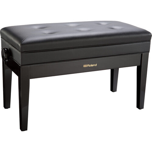 Roland RPB-D400 Duet Piano Bench with Adjustable Height, Cushioned Seat, and Storage (Polished Ebony)